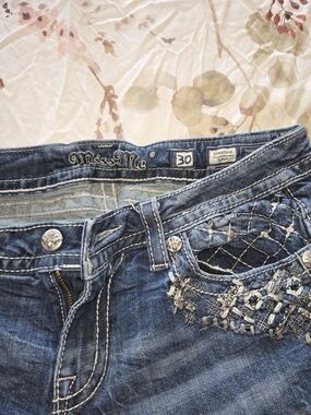 Miss Me Blue Embroidered & Studded Boot Cut Jeans